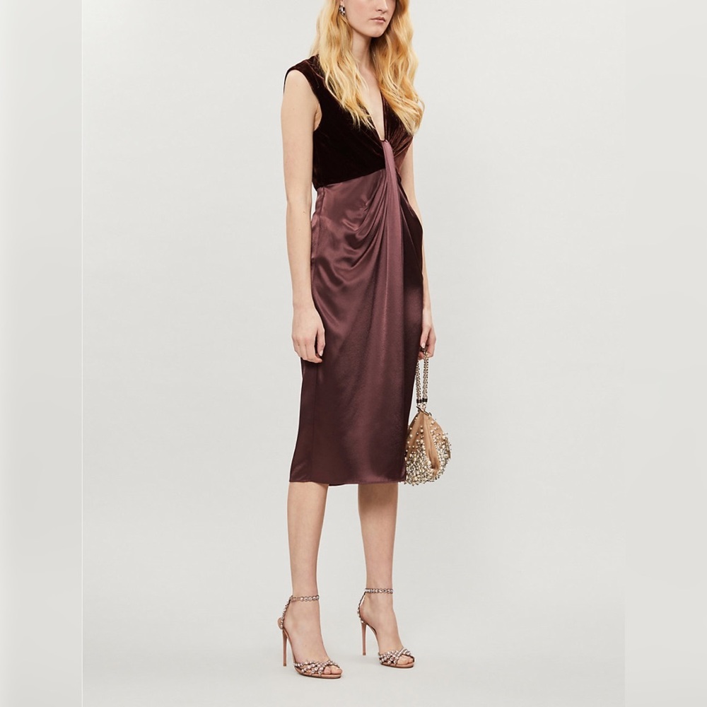 NWT Reiss Livvy Velvet and Silk Cocktail Dress - Picture 3 of 9